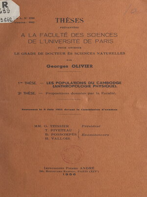 cover image of Les populations du Cambodge (anthropologie physique)